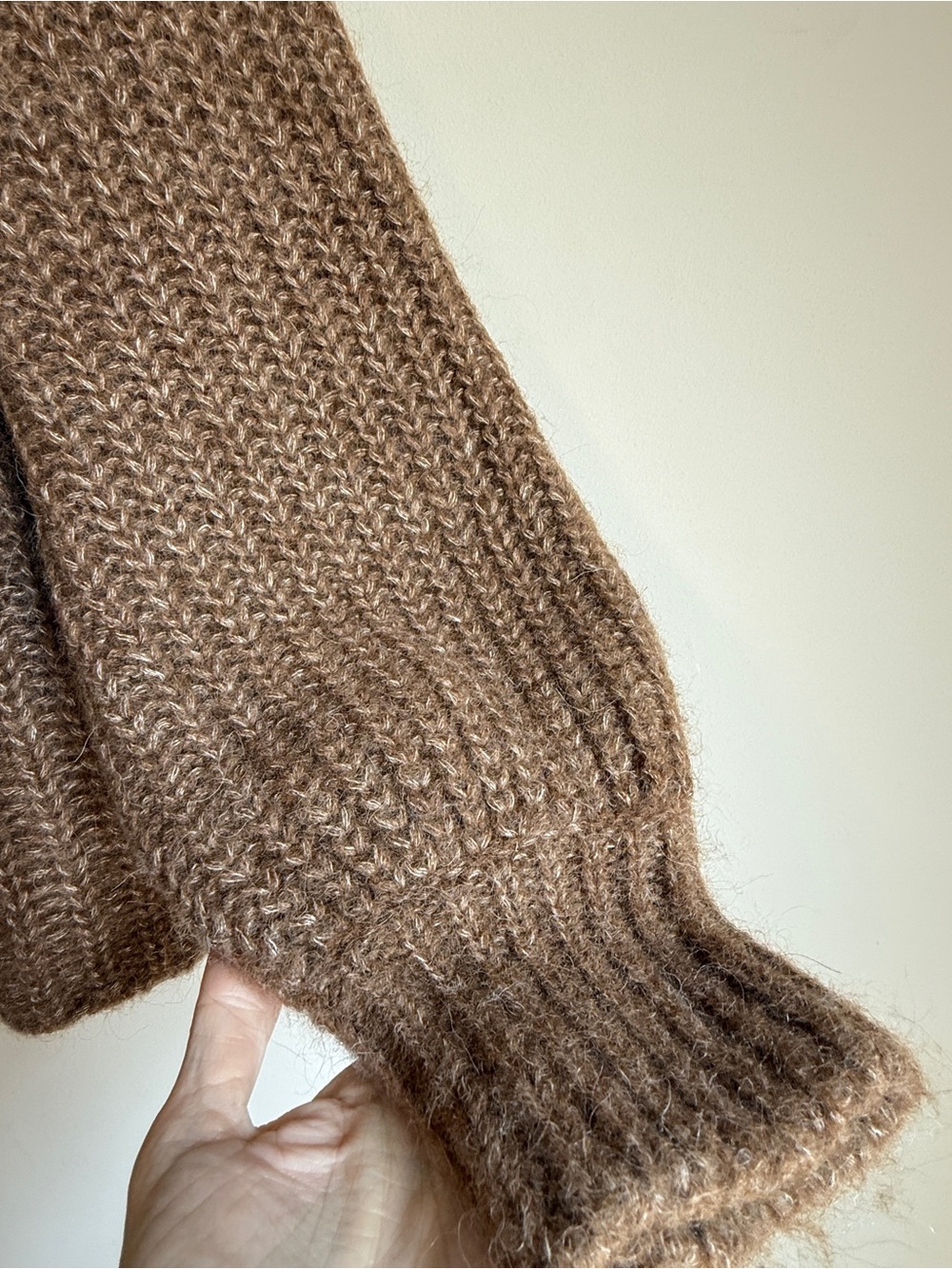 Sézane Emile Cardigan Mottled Camel Alpaca Wool Oversized Sweater Medium - Picture 2 of 4
